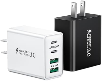 40 W Dual PD Fast Charging 4-Port USB C Charger Block Duo – Universal Compatibility for i Phone 16-11 Pro Max & Samsung Devices – Efficient Multi-Device Power Adapter for Home, Office, and Travel Use