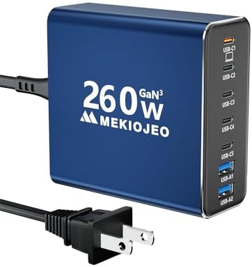 Revolutionary 7-Port Ga N USB C Charging Hub – 65 W High-Speed Aluminum Alloy Power Station for Mac Book Pro, i Pad Pro, i Phone & More – Stylish Purple Multi-Device Charger for Ultimate Efficiency and Portability