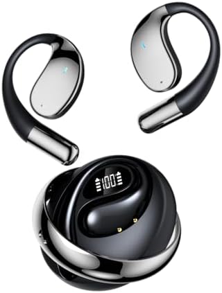 Souroyea Bluetooth Open Ear Earbuds – Immersive Deep Bass Wireless Headphones for Fitness & Sports with LED Battery Indicator and Integrated Microphone, Perfect for i Phone and Android Users – Ultimate Comfort and Environmental Awareness for Active Lifestyles