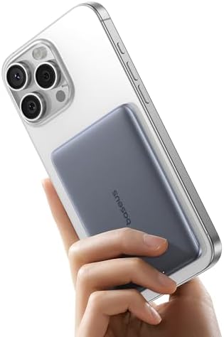Baseus Picogo 5000 m Ah Ultra-Slim Magnetic Power Bank – Card-Sized Wireless Fast Charger for i Phone 16/15/14/13/12, Lightweight Alloy Battery Pack with USB-C Braided Cable for Effortless On-the-Go Charging