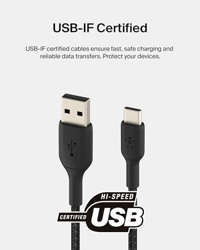 Enhance Your Charging Experience with the Belkin Boost Charge Braided USB-C to USB-A Cable – Fast, Reliable, and Versatile for i Phone 16, Samsung Galaxy S25, Google Pixel 9 & 8, i Pad Pro, Nintendo Switch 2, and Carplay – 3.3 ft Durable Design with Value 2-Pack for Optimal Performance and Longevity