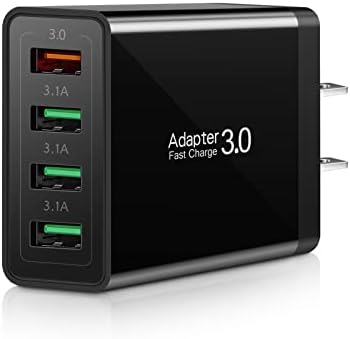 Ultra-Fast 4-Port USB Wall Charger – Multi-Device Power Adapter with Quick Charge 3.0 Technology for i Phone 16 Series, Samsung Galaxy S25/S24, Google Pixel 7 – Compact, Efficient & Safe Charging Solution for Home and Travel