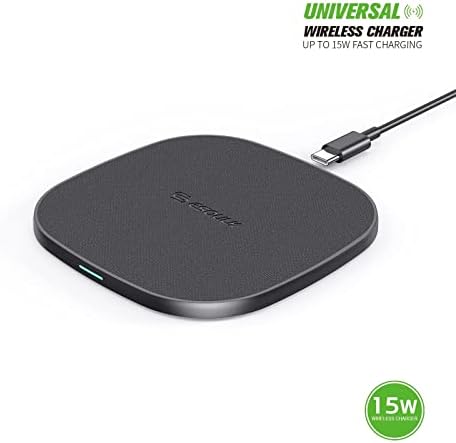 Esoulk 15 W Ultra-Slim Qi Wireless Charger with 5 FT Type-C Cable – Fast, Efficient Power-Up for i Phone Pro Max, Galaxy Note, One Plus & Pixel – Lightweight, Portable Design for Home & Travel Use