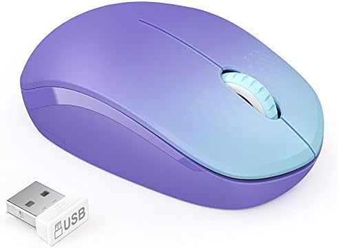 Light Blue Wireless Mouse – Ultra-Quiet 2.4 GHz Noiseless Computer Mouse with USB Receiver for Seamless Windows Experience – Portable, Ergonomic Design for Home, Office, or Travel