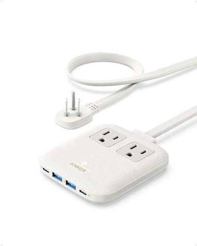 Anker Nano 67 W 6-in-1 USB-C Power Strip: Eco-Friendly Flat Plug Charging Station with Dual AC Outlets, USB-A & USB-C Ports for Fast Charging – Ideal for i Phone 16/15 and Mac Book Users, Perfect for Home & Office Efficiency