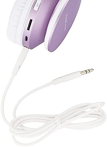 Experience the Ultimate in Comfort and Sound with Power Locus Stylish Purple & White Wireless Over-Ear Headphones – Hi-Fi Stereo Quality, Foldable Design for Travel, 12-Hour Battery Life, and Built-In Microphone for Hands-Free Calls – Perfectly Compatible with i Phone, Samsung, and LG Devices
