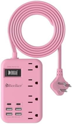 International Travel Power Adapter with 6 USB Ports and 4 AC Outlets – Versatile Plug Converter for European Destinations Including UK, France, Italy, and Germany – Compact 3 ft Extension Cord with Surge Protection for Enhanced Device Safety and Charging Efficiency