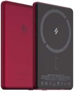 ADAM ELEMENTS Gravity C5 Magnetic Wireless Power Bank – Ultra-Fast Charging for i Phone 12-16 & Air Pods – Sleek Red Design, Effortless Magnetic Alignment, Lightweight & Portable Charging Solution for On-the-Go Users