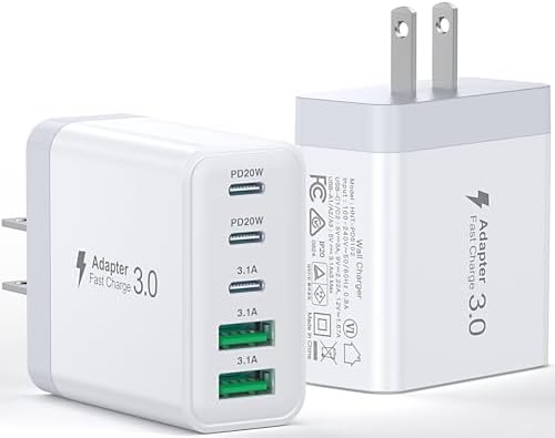 50 W 5-Port USB C Charging Hub – Ultimate Fast Charger for i Phone 16-11 Pro Max & Samsung Devices – Dual PD & QC Technology for Unmatched Performance – Compact, Durable Wall Adapter for Home, Office, and Travel Convenience