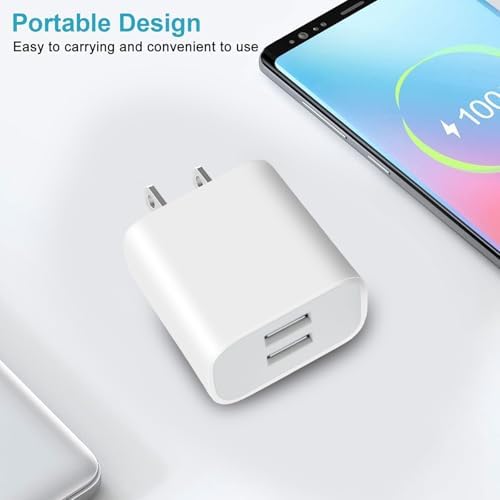 3-Pack Dual Port USB Wall Charger – Rapid Charge Block for i Phone 14/13/12/11 Pro/Max, Galaxy & Android Devices – Compact Travel Adapter with Advanced Safety Features for Home & On-the-Go Power Solutions