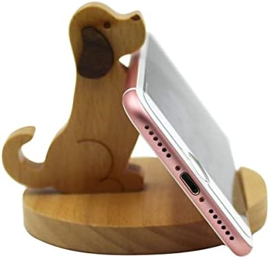 Whimsical Dog-Themed Wooden Phone Stand – Charming Desk Accessory for Mobile Devices, Perfect Gift for Pet Enthusiasts, Stylish and Functional Home Office Decor with Stable Anti-Slip Base for Enhanced Productivity and Optimal Viewing Experience