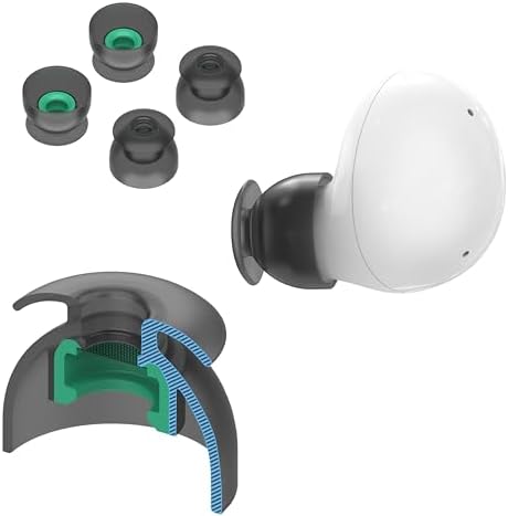 Superior Multi-Flange Eartips for Galaxy Buds2 & Galaxy Buds FE – Ultimate Comfort & Noise Isolation for Active Lifestyles – Sleek Black Design for Enhanced Audio Performance – Hassle-Free Installation & Maintenance