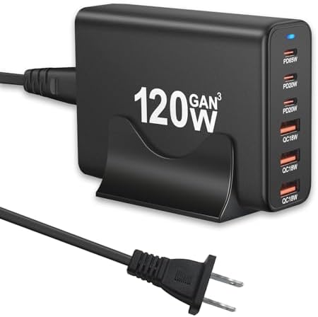 SITONG 120 W Ga N III 6-Port USB-C Fast Charging Hub – High-Efficiency Multi-Device Power Station with 3 USB-C & 3 USB-A Ports, 65 W PD for Mac Book Pro/Air and i Phone 15 Series – Ultimate Travel-Friendly Charging Solution for Galaxy S24/S23/S22 and More
