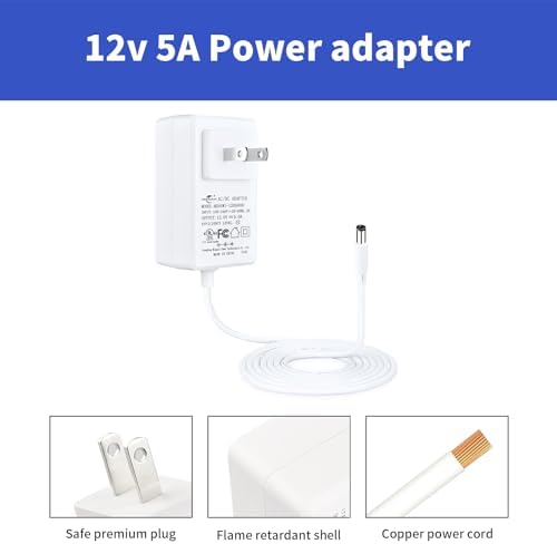 Versatile 12 V Power Adapter – AC to DC Transformer for LED Light Strips, LCD Monitors, and More – Compact 5.5 mm x 2.1 mm US Plug – UL Listed for Maximum Safety and Performance – Ideal for Home and Office Power Solutions