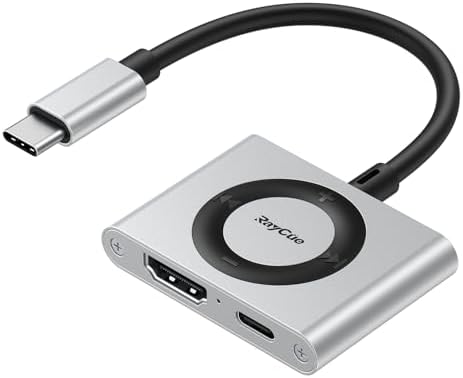 Transform Your Tech Setup with the Ray Cue 2-in-1 USB C Hub – Ultra-Fast HDMI Adapter for Vibrant 4 K@60 Hz Displays & 100 W Power Delivery – Ideal for Mac Book, i Pad, i Phone 15/16, Tablets, and Nintendo Switch – Compact Design for Effortless Home & Office Connectivity