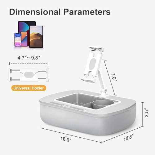 Ultimate Comfort Lap Beanbag Tablet Pillow Stand with Integrated Snack Bowl – Adjustable 360° Rotating i Pad Holder for 4.7″-13″ Devices – Perfect for Hands-Free Reading and Relaxation on Bed, Couch, or Recliner in Stylish Gray – Enhance Your Leisure Experience Today!