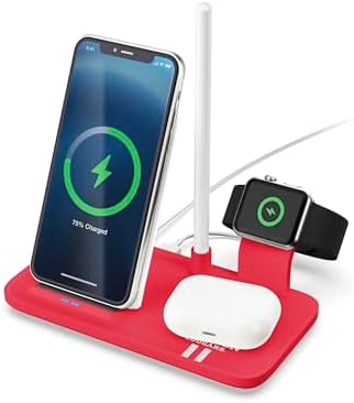 SOAR NCAA 4-in-1 Wireless Charging Docking Station: Rapid Charge Solution for i Phone, Apple Watch, Air Pods & Apple Pencil – Official NCAA Design for Ultimate Fan Experience and Device Compatibility