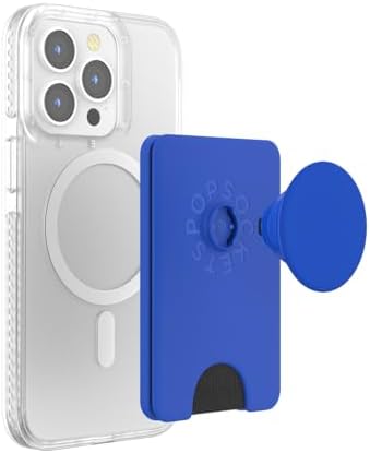 Cobalt Pop Sockets Phone Wallet: Premium Card Holder with Expanding Grip and Mag Safe Compatibility for Effortless Wireless Charging – The Perfect Accessory for On-the-Go Mobile Users Seeking Style and Functionality
