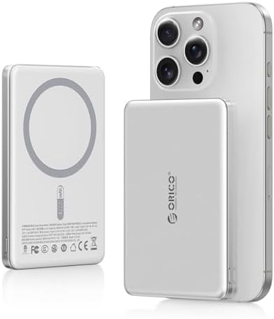 Ultra-Slim ORICO Kada Mag Safe 5000 m Ah Wireless Power Bank – Fast 20 W PD Charging with Type-C Cable – Essential Portable Charger for i Phone 12/13/14/15/16 Pro/Pro Max/Plus/Mini – Lightweight, Durable, and Magnetic Design for Effortless On-the-Go Power Solutions