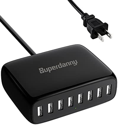 High-Efficiency 8-Port USB Charging Station by SUPERDANNY – Compact Multi-Device Hub for i Phone, i Pad, Galaxy, Air Pods & More – Advanced Safety Features for Fast, Reliable Charging in Home or Office Environments