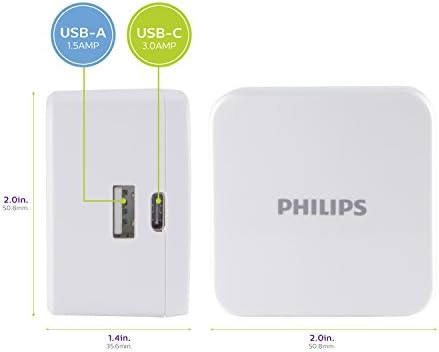 Philips 24 W USB Power Strip with 6 ft Braided Cable – Ultimate Charging Station for i Phone, i Pad, Samsung Galaxy & Google Pixel – 4 Port USB-A Design for Fast & Efficient Device Charging – Sleek & Durable Solution for Home, Office & Travel