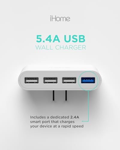 i Home 2-Port USB Wall Charger – Compact Dual Port AC Adapter for Rapid Device Charging – Flat Design for Travel & Home Use – Enhanced Compatibility with Smartphones & Tablets – Safe, High-Speed Charging Solution