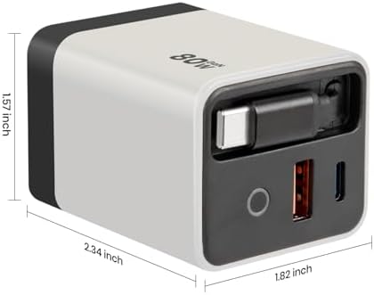 Ultimate 80 W Ga N Fast Charger Module: Versatile 3-in-1 Travel Charging Solution with Type-C Cable & Dual USB Ports for i Phone 15/14, Samsung Galaxy, Mac Book, and More – Compact & Stylish Yellow Power Hub for Maximum Device Compatibility and Speed Efficiency
