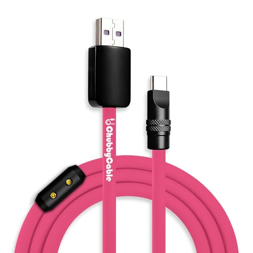 chubbycable Black Chubby Pro – Samurai Cable 240W USB-C Cable Silicone Fast Charging Type C Charger Cord, Rose Red, USB-A to Type-C, 6.6FT – Enhanced Compatibility and Speed