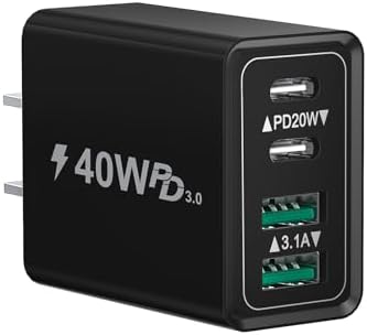 40 W Dual USB-C Charger Block – 2-Pack Multiport Power Adapter for Rapid Device Charging – Universal Compatibility for i Phone 11-16 Pro Max, Samsung & More – Compact and Lightweight Design Perfect for Home, Office & Travel