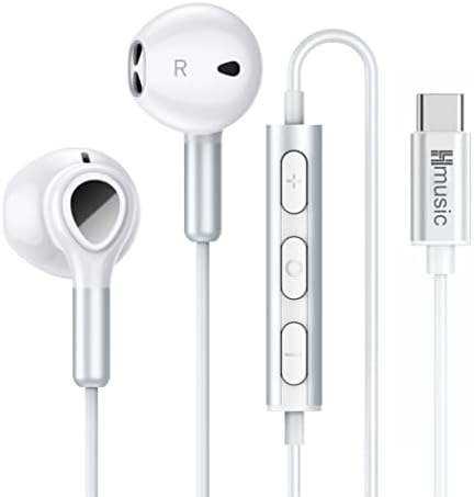 Hmusic Premium USB C Earbuds with Magnetic Convenience – In-Ear Wired Headphones Featuring Built-in Mic and Volume Control for Samsung Galaxy, Google Pixel, Xiaomi Smartphones – Unmatched Sound Clarity and Effortless Comfort for On-the-Go Listening