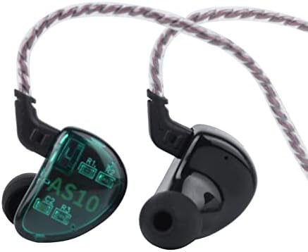 Linsoul KZ AS10 Hi-Fi Stereo Earbuds with 5 Balanced Armature Drivers – Premium Noise-Canceling In-Ear Headphones for Unmatched Sound Clarity, Detachable 0.75 mm Cable, Sleek Black Design for Comfort and Style