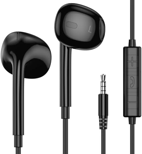 MOSWAG High-Fidelity Wired Earbuds with Built-In Microphone – Universal 3.5 mm Jack Earphones for Smartphones, Laptops, MP3 Players & More – Lightweight, Tangle-Free Design for Ultimate Comfort and Durability