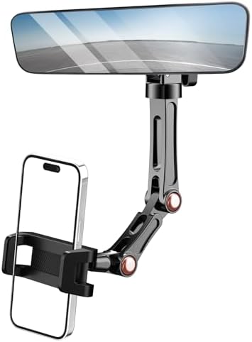 Karmus Universal Rearview Mirror Phone Holder – Rotatable and Retractable Car Mount for All Smartphones – Essential Vehicle Accessory for Safe Hands-Free Navigation and Communication – Durable Design for Long-Lasting Use – Easy Installation for Optimal Viewing Angles