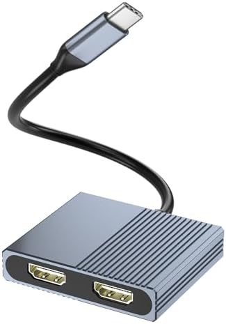Enhance Your Visual Experience with the USB C to Dual HDMI Adapter – Effortlessly Connect Dual Monitors to Dell, HP & Mac Book for Unmatched Productivity | 4 K HDMI Splitter for Gamers & Professionals | Compact Plug and Play USB C Hub for Travel & Office Use | Elevate Multitasking with Stunning 60 Hz Visuals