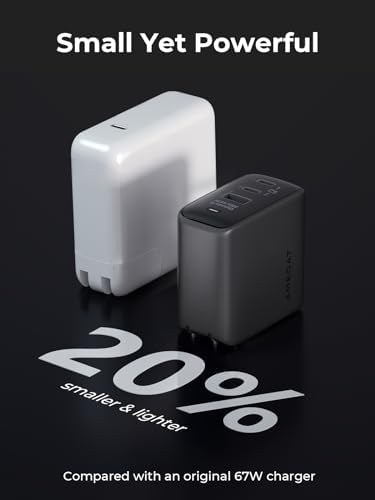 65 W Ga N III USB-C Charger – 3-Port Fast Charging Block with PPS PD 3.0 Technology for Mac Book Pro, i Pad Pro, i Phone 16/15/14/13, Apple Watch, Galaxy S24, and Pixel – Compact, Foldable Design for Ultimate Portability and Efficiency