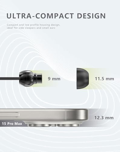 Ergonomically Designed Wired Sleep Earbuds for Side Sleepers – Noise-Isolating In-Ear Headphones with Exceptional Sound Quality and Built-In Microphone for Effortless Bedtime Listening – Perfect for Music, Audiobooks, and Meditation Relaxation