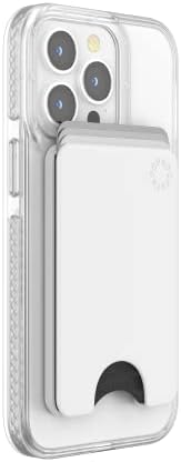 Sleek Mag Safe Compatible Pop Sockets Slim Phone Wallet – Minimalist Card Holder for Effortless Wireless Charging & On-the-Go Convenience – Stylish White Design for Modern Lifestyles, Perfect for Essential Cards and Easy Access