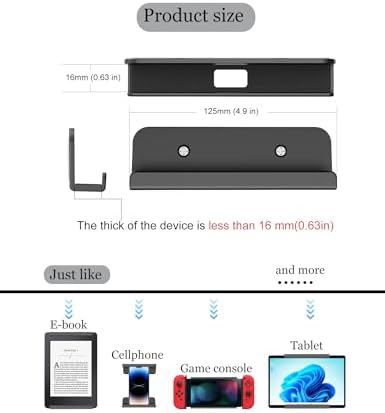 Universal Tablet Wall Mount for i Pad Mini, Pro & Air – Versatile Adhesive/Screw Holder for Samsung, Kindle & Smartphone – Sleek Black Design for Organized Spaces and Hands-Free Convenience – Ideal for Home & Office Use