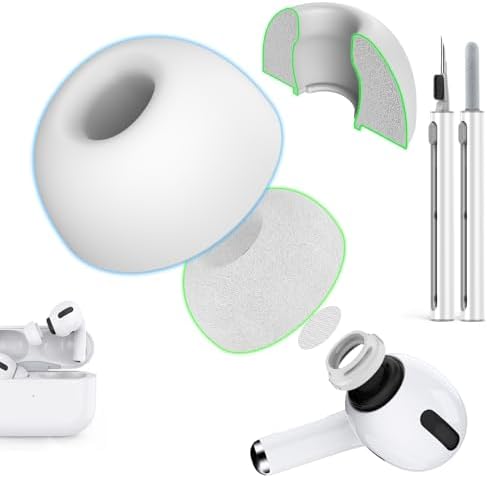 Revolutionize Your Air Pods Pro Listening Experience with Premium Memory Foam & Silicone Replacement Ear Tips – Superior Noise Isolation & Dust Defense, USB-C-Compatible, Tailored Fit in 3 Sizes (Small/Medium/Large) for Ultimate Comfort and Enhanced Sound Quality