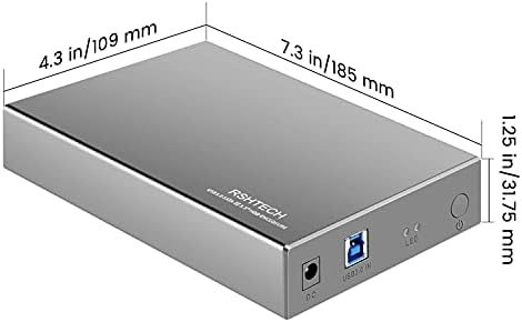 RSHTECH 3.5-Inch Aluminum USB 3.1 Gen 1 HDD Enclosure with Type C to SATA Connectivity – Ultra-Fast External Dock Case for 16 TB Drives, Perfect for SSD and HDD Data Management, Quick Setup & Enhanced Durability