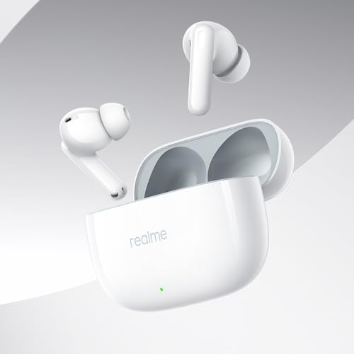 Elevate Your Sound Experience: realme Buds T300 Truly Wireless In-Ear Earbuds with 30 d B Active Noise Cancellation, 360° Spatial Audio, 12.4 mm Dynamic Bass Boost Driver, Dolby Atmos Support, and Up to 40 Hours Battery Life – Fast Charging and Enhanced Device Compatibility (White)