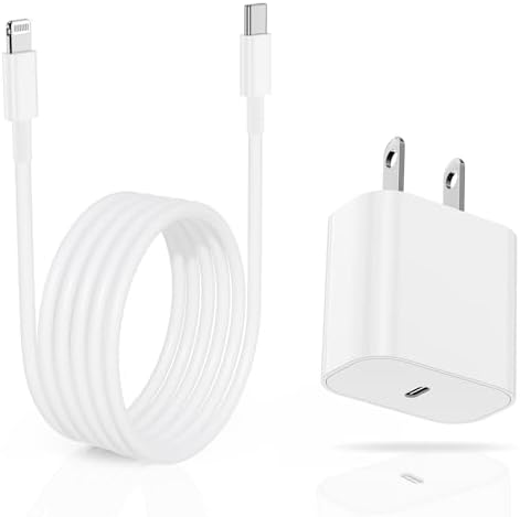 Lightning-Fast 20 W Apple Charger with MFi Certification – 6 ft USB-C to Lightning Cable Included for i Phone 14 Pro Max/14/13 Pro/12 Mini/12/11 & i Pad Air – Compact Power Block for Ultimate Portability and Rapid Charging Efficiency
