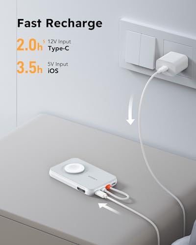 VEGER 5000 m Ah Mini Power Bank with Built-in Cable – PD 20 W Fast Charger for i Phone 14/13/12/Pro Max, Android Devices & Apple Watch – Lightweight Travel Essential in Vibrant Yellow – Ultimate Charging Solution for On-the-Go Connectivity
