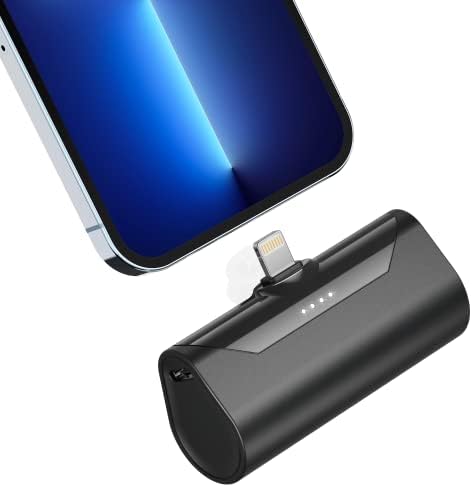 Ultra-Compact 5000 m Ah Power Bank with Built-in USB C Cable for i Phone 15 Pro Max – Reliable Portable Charger for i Phone 14/13, Samsung, Google, and More – Fast Charging Solution for On-the-Go Power Needs (Black)