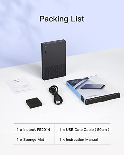 High-Speed Inateck USB 3.2 Gen 2 Hard Drive Enclosure for 2.5 Inch SSDs & HDDs – 6 Gbps Transfer with UASP Technology, Shock-Resistant Silicone Case, Tool-Free Setup for Effortless Storage Expansion