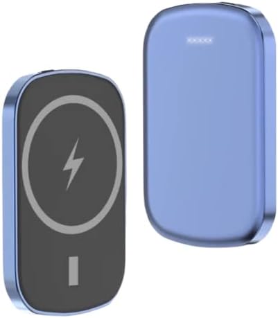 Magnetic Wireless Portable Power Bank for i Phone 12/13/Mini/Pro/Pro Max – 5000 m Ah Fast Charging Solution in Stylish Blue – Effortless Magnetic Alignment & Compact Design for On-the-Go Charging