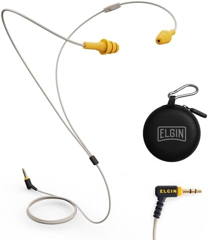 Elgin Ruckus+ OSHA Compliant Earplug Earbuds – 25 d B Noise Reduction Wired Headphones with Built-in Mic for Clear Communication – Sweatproof Design for Construction & Industrial Use – Enhanced Device Compatibility for Seamless Connectivity and Comfort