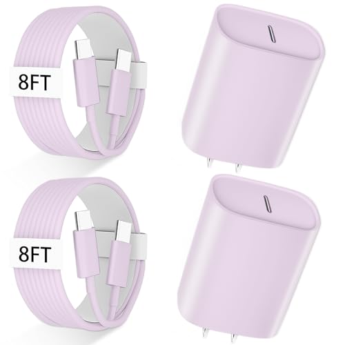 Ultimate i Phone 16 Pro Max Fast Charger with 8 FT USB-C Cable – High-Speed Wall Adapter in Stylish Purple – Compatible with i Phone 15 Series and i Pad Pro – Perfect for Quick Charging on the Go – Enhance Your Charging Experience with Extended Reach and Reliability