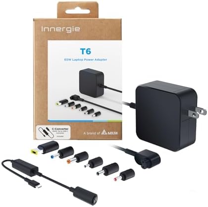 Universal Innergie 65 W Laptop Charger – High-Performance Power Adapter for Acer, Lenovo, ASUS, HP, MSI, & Windows Notebooks – Durable 2.3 m Built-in Cable with Customizable Tips – UL & IEC 62368-1 Certified for Enhanced Safety and Efficiency – Eco-Friendly Energy Conversion at 91% – Backed by Delta Electronics for Reliability and Innovation
