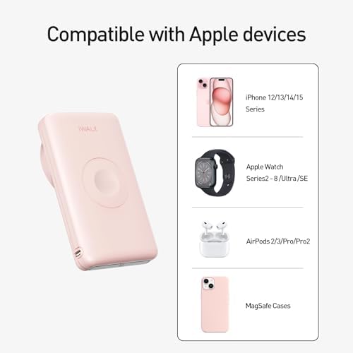 i WALK MAG-X Magnetic Wireless Power Bank with Integrated Apple Watch Charger – 10000 m Ah PD Fast Charging Solution for i Phone 16/15/14/13/12 Series and Apple Watch Ultra/8/7/6/5/4 – Ultimate Portability and Efficiency for On-the-Go Charging